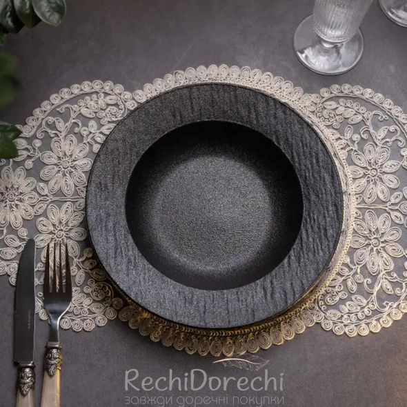 Тарелка суповая керамическая 23 см черная RechiDoRechi HP-7-728 фото