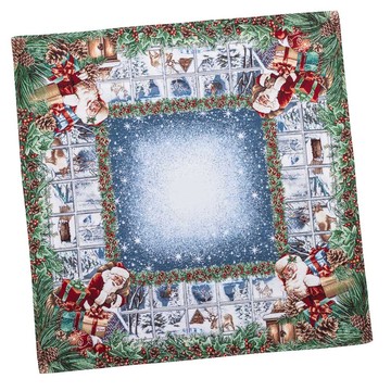 Скатертина гобеленова новорічна "Морозне вікно" (з мікрофіброю), 97x100, Кругла