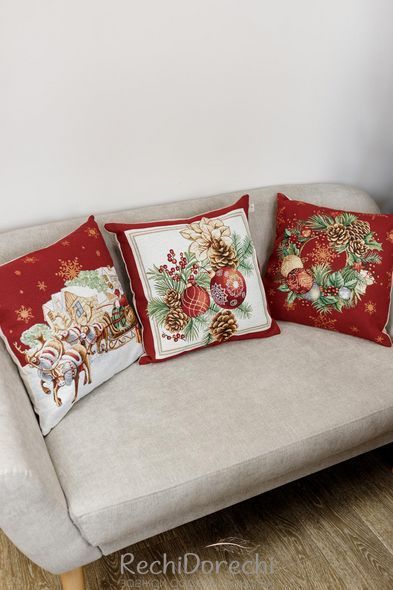 Наволочка декоративна PRESENT 45х45см Шишки (золотий люрекс) RechiDoRechi 031395 фото