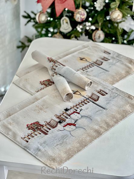 Серветка-підкладка новорічна "HOME" (срібний люрекс), 33x53, Прямокутна
