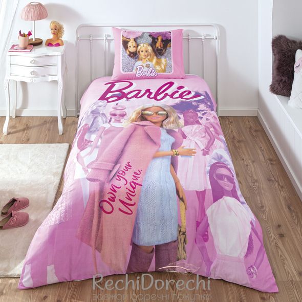 Постільна білизна TAC Disney 160×220 см Barbie Pink Power, Підлітковий 160x220