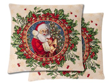Наволочка новорічна гобеленова з люрексом "Claus" 45x45 см, 45x45