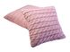 Наволочка вязаная декоративная Косы розовая 45х45см в интернет-магазине РечиДоРечи