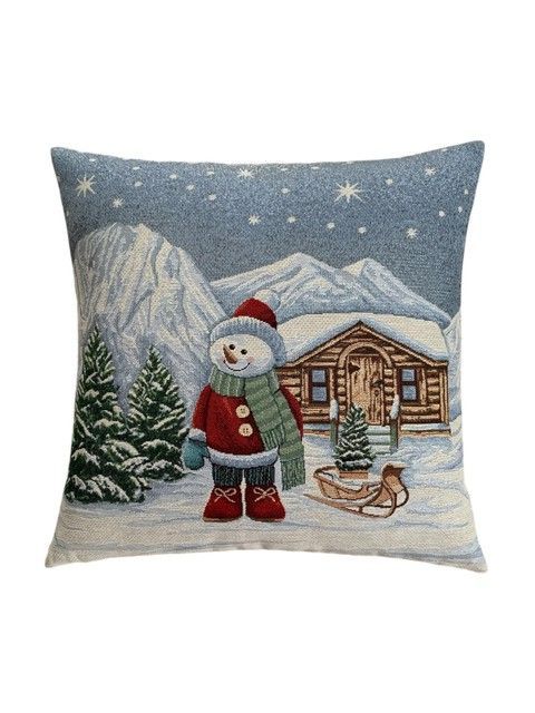 Наволочка новорічна гобеленова "Snowman" (срібний люрекс) RechiDoRechi BULLER-PC фото