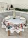 Новорічна кругла скатертина гобеленова «Різдвяні канікули» (Срібний люрекс) в інтернет-магазині РечіДоРечі