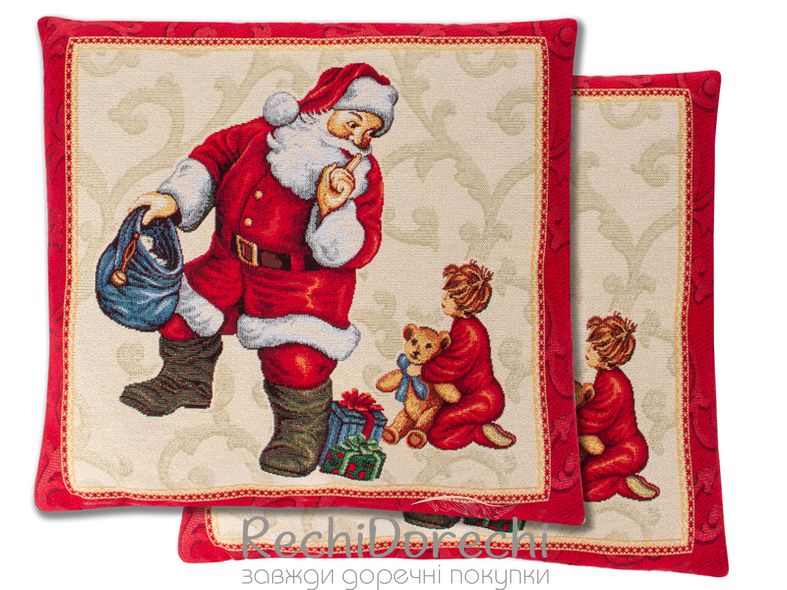 Наволочка новорічна гобеленова з люрексом "Gingle" 45x45 см, 45x45