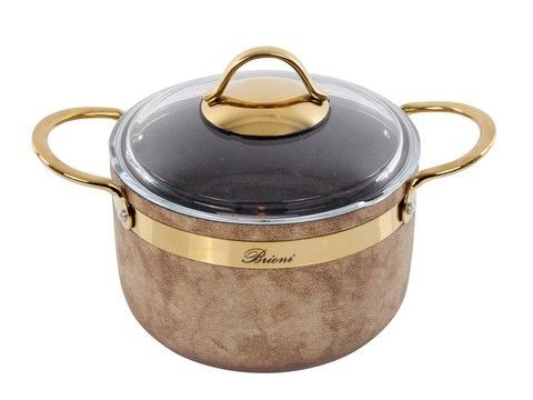 Кастрюля Brioni антипригарная "Royal Stone Ti̇gereye Gold" 18 см, 2,5 л., 3,5 мм толщ. RechiDoRechi 764-045 фото