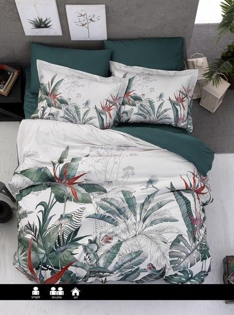 Постільна Білизна First Choice 3D Satin Palm Garden Oil Green 200хсм RechiDoRechi 3DS-149 Palm Garden Oil Green фото