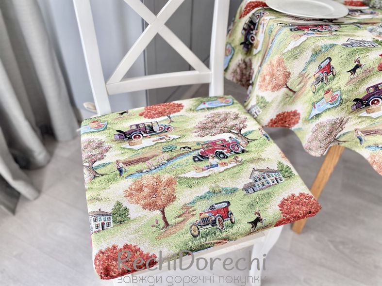 Подушка на стілець гобеленова "Пікнік", 40x40