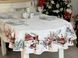 Скатертина овальна гобеленова новорічна "Олені Санти" (срібний люрекс) в інтернет-магазині РечіДоРечі