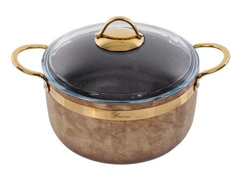 Кастрюля Brioni антипригарная "Royal Stone Ti̇gereye Gold" 24 см, 5 л., 3,5 мм толщ. RechiDoRechi 764-047 фото