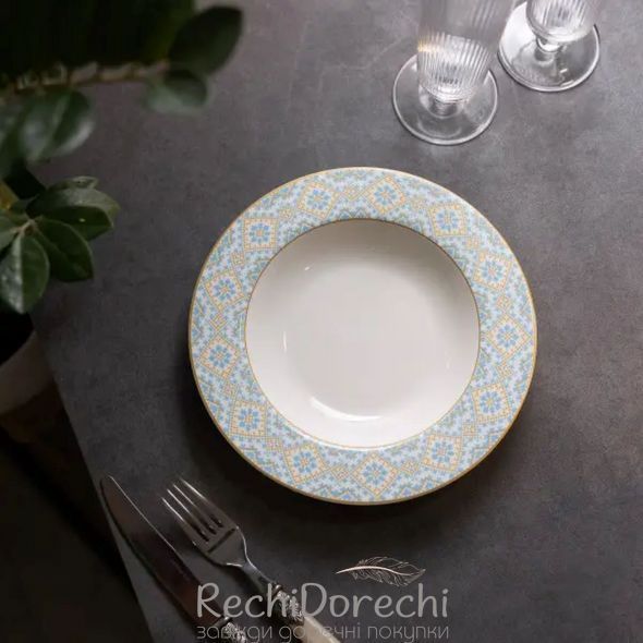 Тарелка суповая керамическая 21.5 см с орнаментом RechiDoRechi HP-7-739 фото