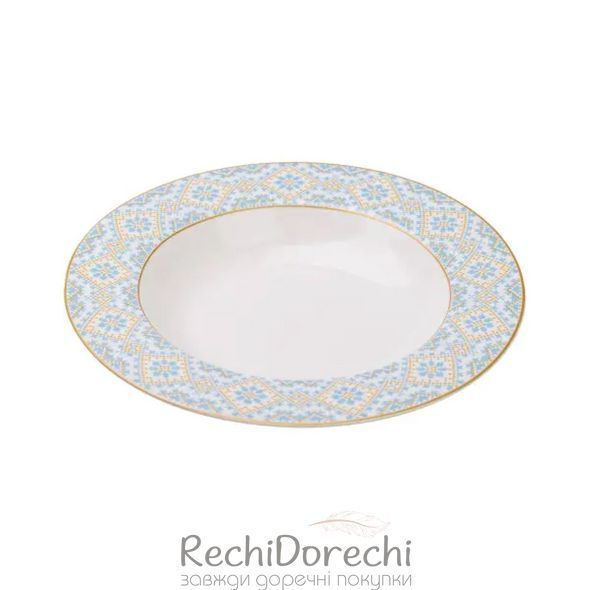 Тарелка суповая керамическая 21.5 см с орнаментом RechiDoRechi HP-7-739 фото
